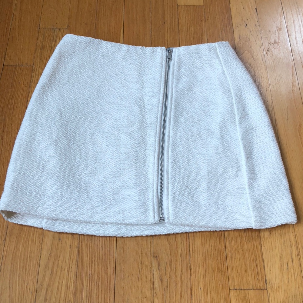 white zipper mini skirt